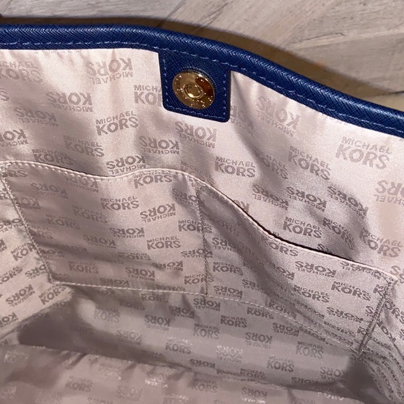 Michael Kors Blue and White Striped Tote - Picture 5 of 7